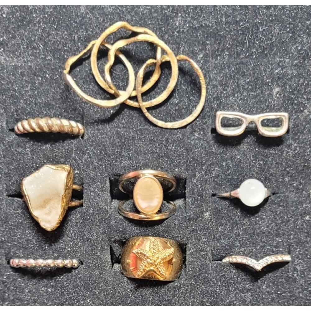 9 Pc Rings Lot Sz 6 - 6.5 Bands Variety Mixed Styles Vintage Modern